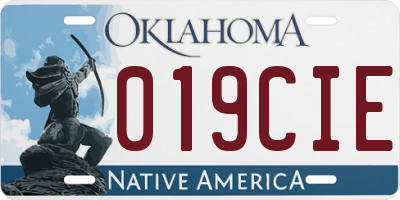 OK license plate 019CIE