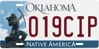 OK license plate 019CIP