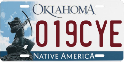 OK license plate 019CYE