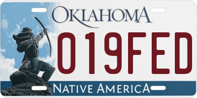 OK license plate 019FED