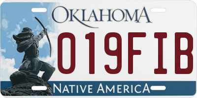OK license plate 019FIB