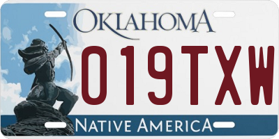OK license plate 019TXW