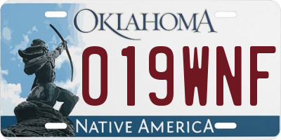 OK license plate 019WNF
