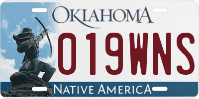 OK license plate 019WNS