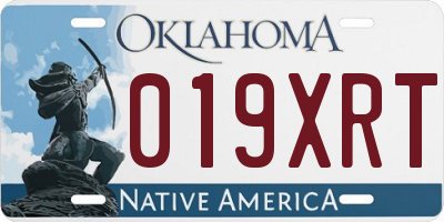 OK license plate 019XRT