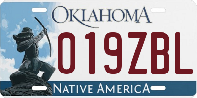 OK license plate 019ZBL