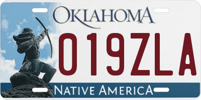 OK license plate 019ZLA