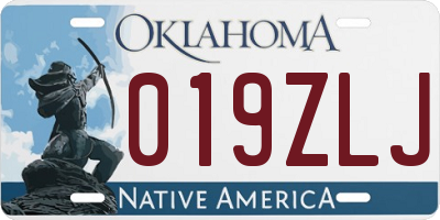 OK license plate 019ZLJ