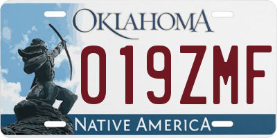 OK license plate 019ZMF