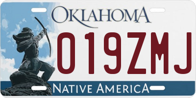 OK license plate 019ZMJ