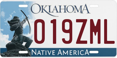 OK license plate 019ZML