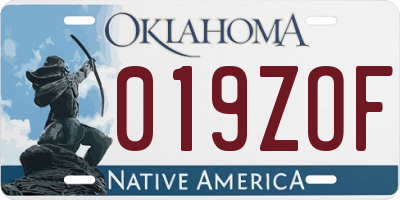 OK license plate 019ZOF