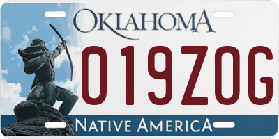 OK license plate 019ZOG