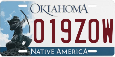 OK license plate 019ZOW