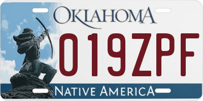 OK license plate 019ZPF