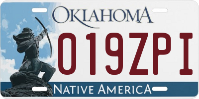 OK license plate 019ZPI