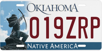 OK license plate 019ZRP