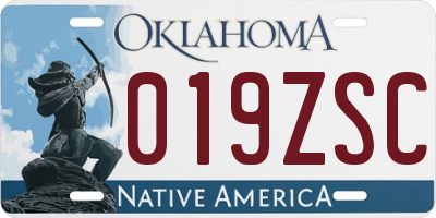OK license plate 019ZSC