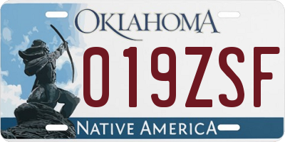 OK license plate 019ZSF