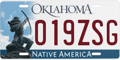 OK license plate 019ZSG