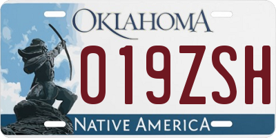 OK license plate 019ZSH