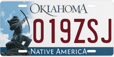 OK license plate 019ZSJ