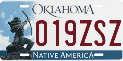 OK license plate 019ZSZ