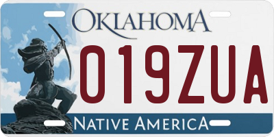 OK license plate 019ZUA