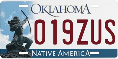 OK license plate 019ZUS