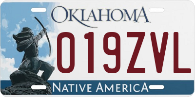 OK license plate 019ZVL