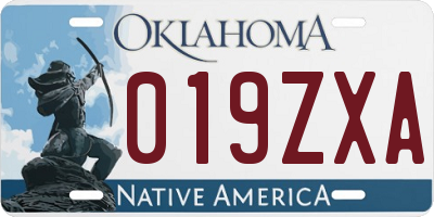 OK license plate 019ZXA