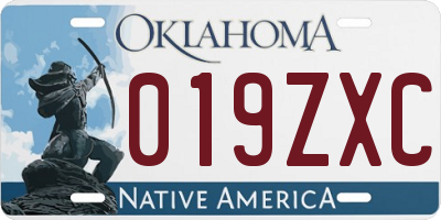 OK license plate 019ZXC