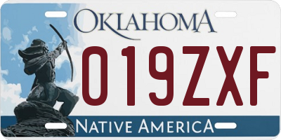 OK license plate 019ZXF