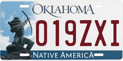 OK license plate 019ZXI