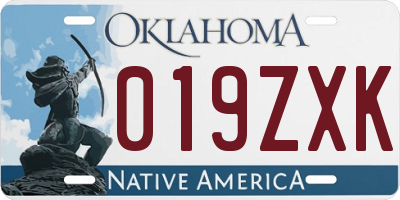 OK license plate 019ZXK