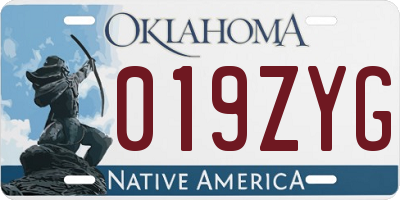 OK license plate 019ZYG