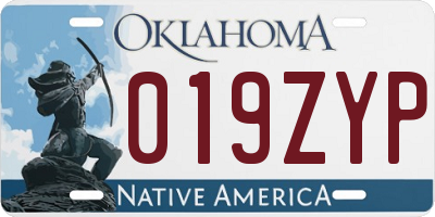 OK license plate 019ZYP