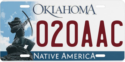 OK license plate 020AAC