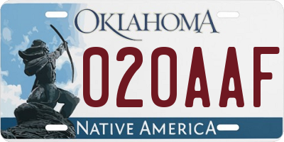 OK license plate 020AAF