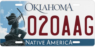 OK license plate 020AAG