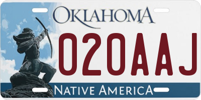 OK license plate 020AAJ