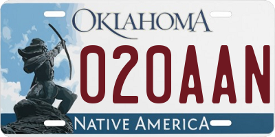 OK license plate 020AAN