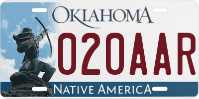 OK license plate 020AAR