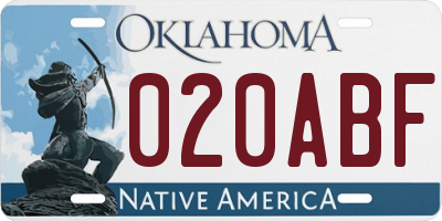 OK license plate 020ABF