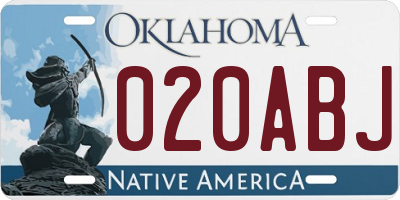 OK license plate 020ABJ
