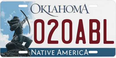 OK license plate 020ABL