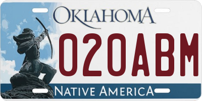OK license plate 020ABM