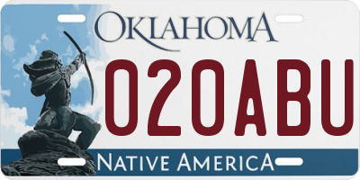 OK license plate 020ABU