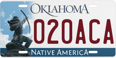 OK license plate 020ACA
