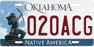 OK license plate 020ACG